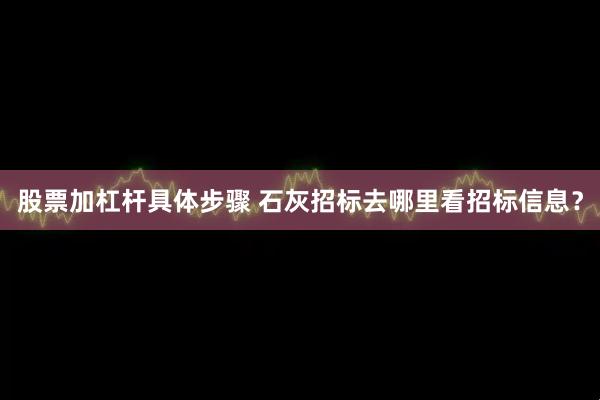 股票加杠杆具体步骤 石灰招标去哪里看招标信息？